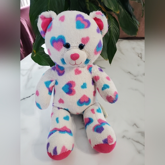 Build a Bear Workshop White Bear with Hearts - Picture 10 of 16